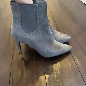 Dream Paris Gray Suede Stiletto Ankle Boots